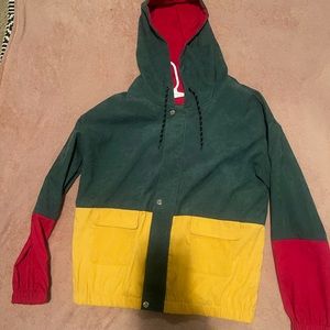 Colorblock Cut and Sew Flap Pocket Corduroy Jacket